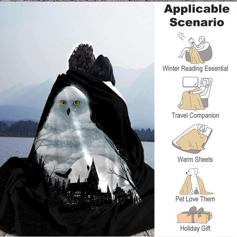 1pc Harry Potter Flannel Throw Blanket - HD Printed Lightweight Soft Warm All-Season Blanket for Sofa, Bed, Travel, Camping 013
