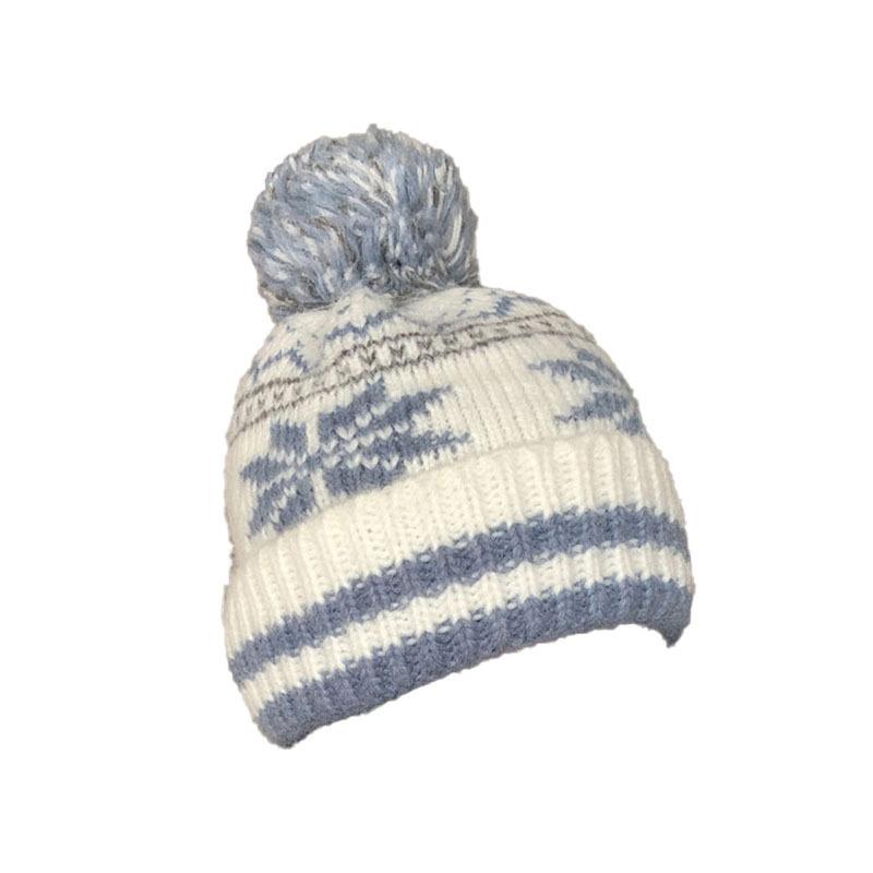 Winter new Fair Island wind jacquard knitted wool hat children show small face thickened warm ear protector cold hat