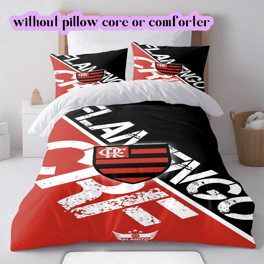Flamengo football soccer Pattern Bedding,Quilt Set Quilt Cover Pillowcase Home Birthday Gift (1*duvet cover+2*pillowcase,without core)