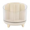 Rotating Makeup Brush Holder 360 Degree Rotating Makeup Brush Organizer Desktop Large Capacity Lipstick Cosmetics Storage Box Cream White