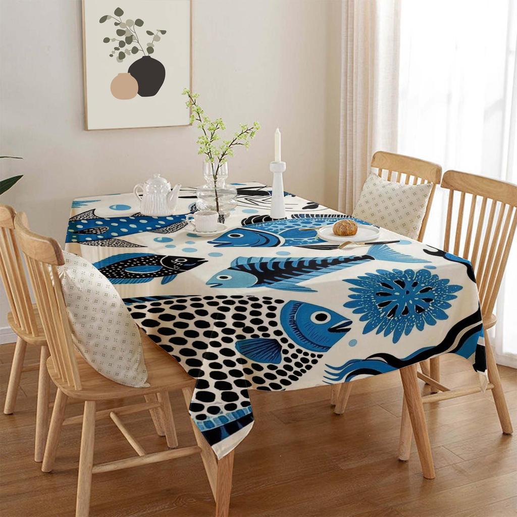 Ocean Series Polyester Tablecloth: European Style Dining & Festival Decor for Home and Hotel.