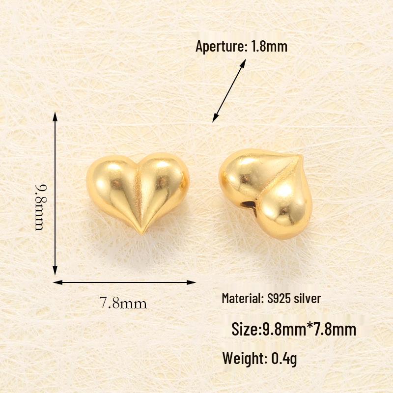 S925 Gold-Plated Silver Hollow Heart Smiley Face Bead Spacer for DIY Bracelet Accessories.