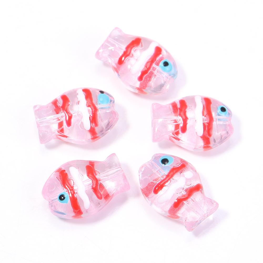 5pcs/lot Colorful Hand-painted Lampwork Beads Cute Cartoon Ocean Fish Loose Glass Bead For DIY Fashion Bracelet Earrings Jewelry