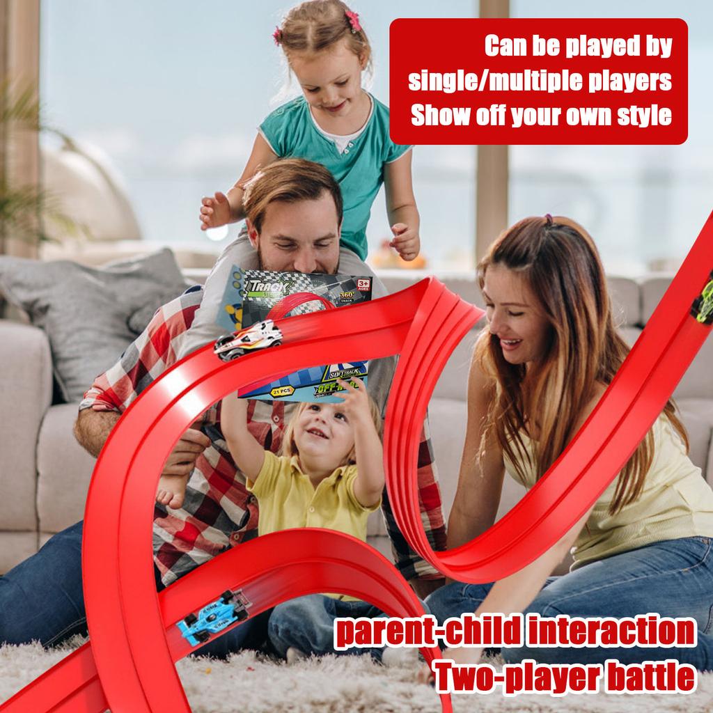 Carro de Corrida de Pista Macia Montado DIY Com Mecanismo de Puxar para Trás - Brinquedo Infantil