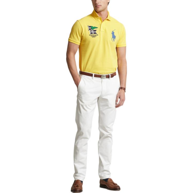 Polo Ralph Lauren SS22 Logo Print Cotton Short Sleeve Polo Shirt Men tops Yellow MNPOKNI1N821830