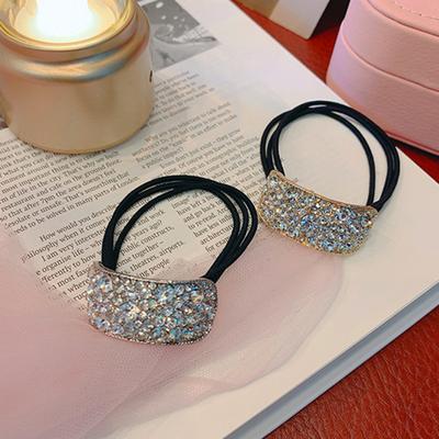 Yousheng 2Pcs Hair Ties Shiny Rhinestone Decor Elastic Ponytail Holder Sparkling Bling Hair Rope Hair Accessories