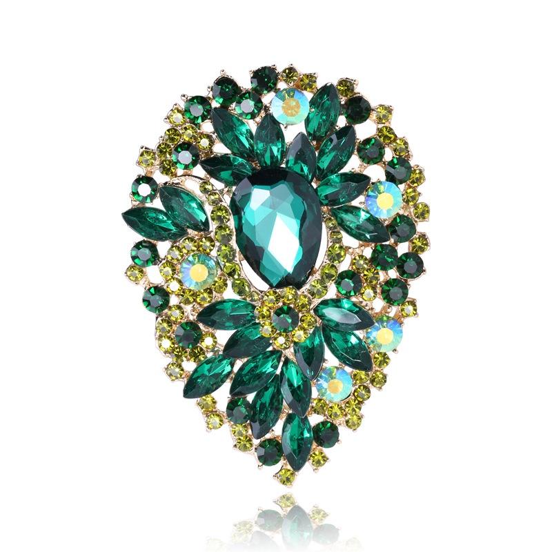 Hot Sale Crystal Water-drop Brooches for Women Vintage Fashion Pendant Style Elegant Wedding Pins Party Jewelry Brooch