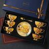 European Style Bone China Coffee & Tea Cup Set with Saucer - Retro English Afternoon Tea Gift Box