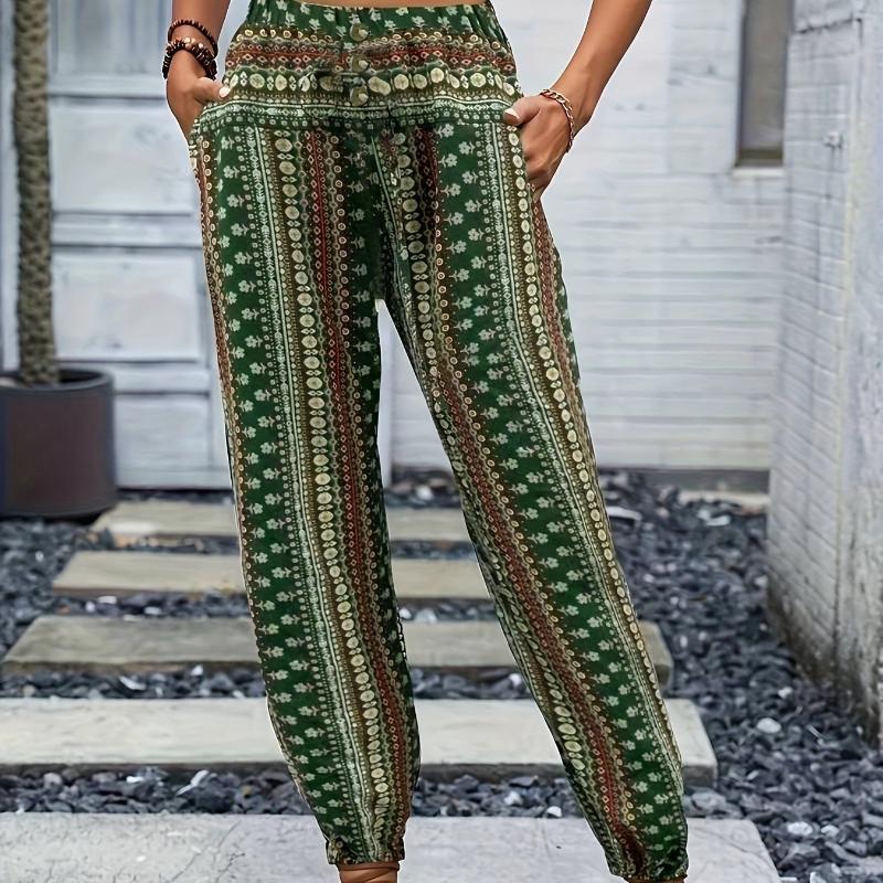 Spring and Summer Women's Wear Loose and Slimming Printed Casual Pants with A Drape and A Stretchable Waist
