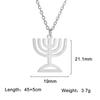 Lucktune Judaism Menorah Pendant Necklace Stainless Steel Lampstand Sacred Amulet Chain Necklace for Women Men Vintage Jewelry