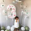 Palloncino digitale bianco da 32 pollici decorato con adesivi di ciliegie e adesivi con fiocchi per feste di compleanno e anniversari