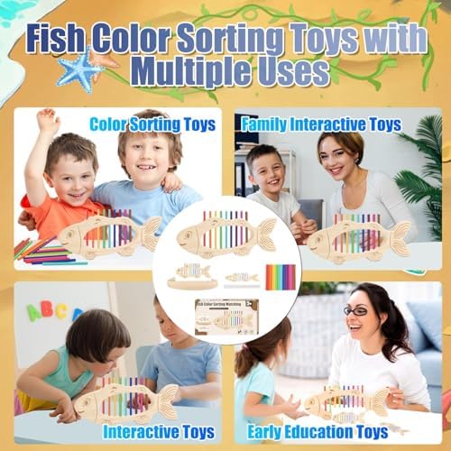 Felly Montessori Toys for Toddlers 2+ Years, Wooden Color Shape Sorting Stacking Game, Educational Learning Toys for 2 3 4 Year Old Boys Girls Kids