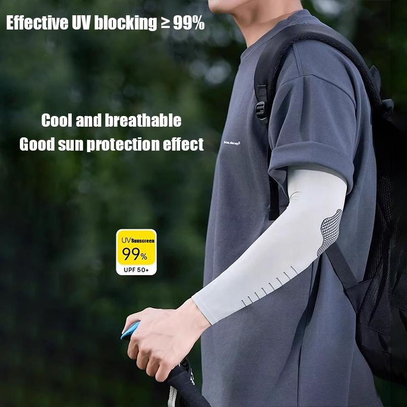 Manchons de Glace Homme Protection Solaire Et Protection UV Manches Longues Amples Été Sports Cyclisme Haute Élasticité Soie Glacée Manchons de Coude