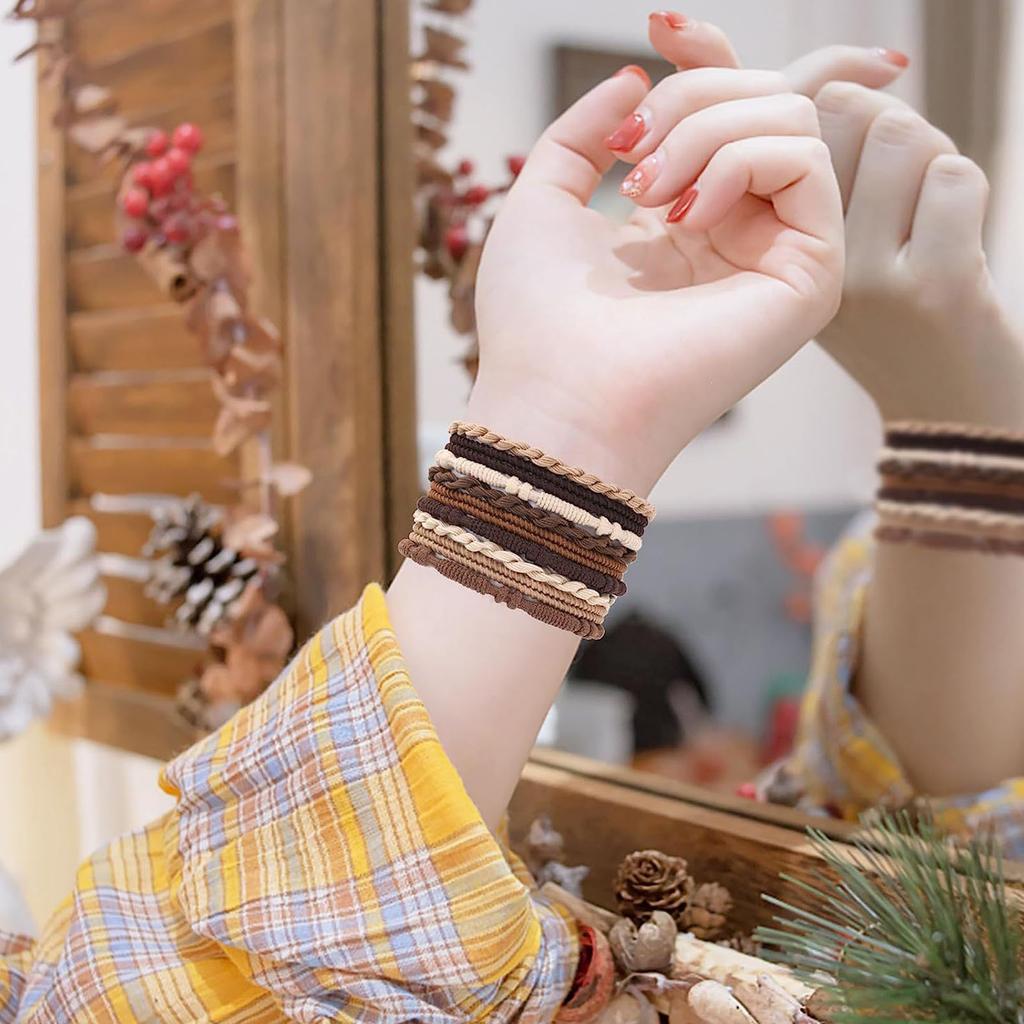 Fashionable Styles Elastic Hair Ties 20Pcs Sturdy Stretch Ponytail Holders for Women and Girls with Thin or Curly Hair