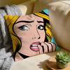 Cushion Cover Washed Linen Soft Breathable Decorative Case for Sofa Home Pillow Cover Roy Lichtenstein