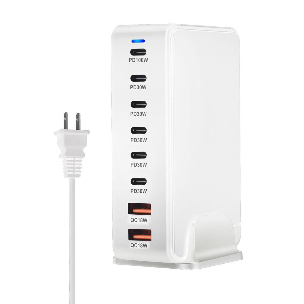 286W GaN Desktop PD Charger: 6 USB-C/2 USB-A Ports, Multifunctional Adapter