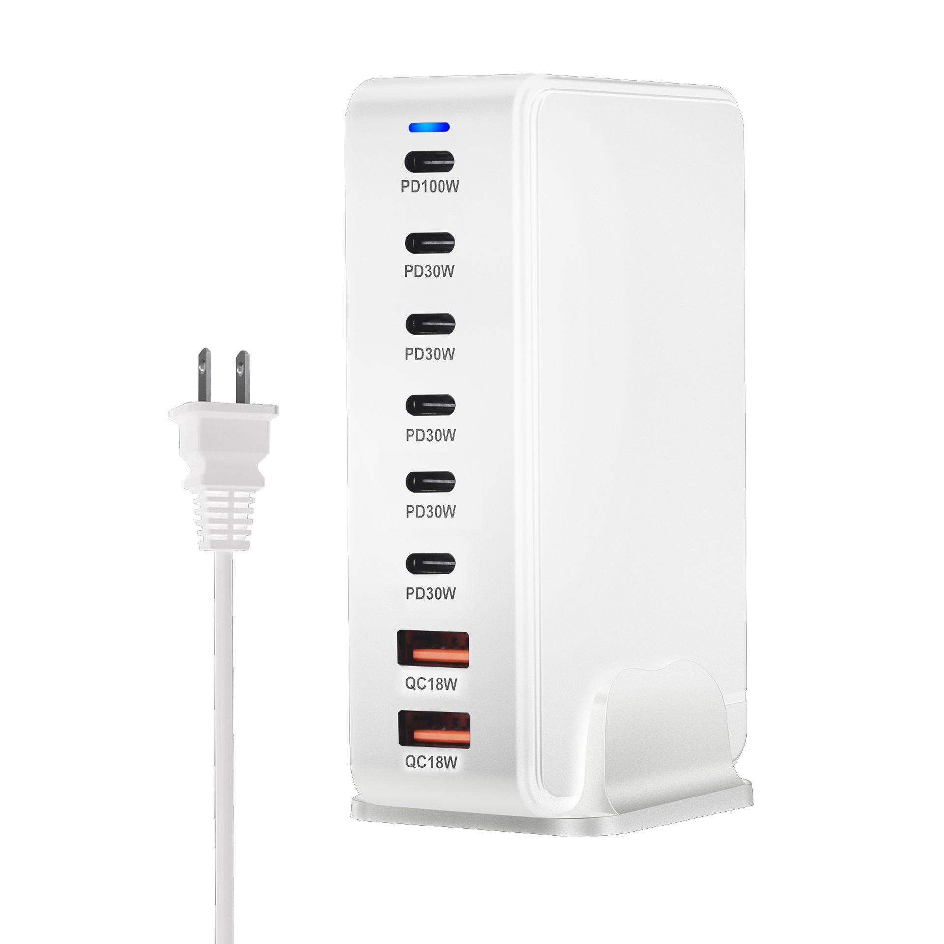 

Настольное PD-зарядное устройство GaN на 286 Вт: 6 портов USB-C/2 порта USB-A, Многофункциональный адаптер