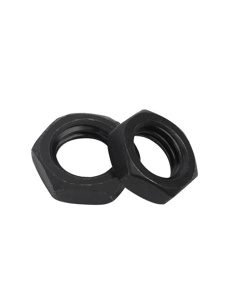 Blackened Iron Grade 8.8 Thin Hex Nut Cap Set, High Strength Fine Thread, Flat Head, Sizes M4-M36