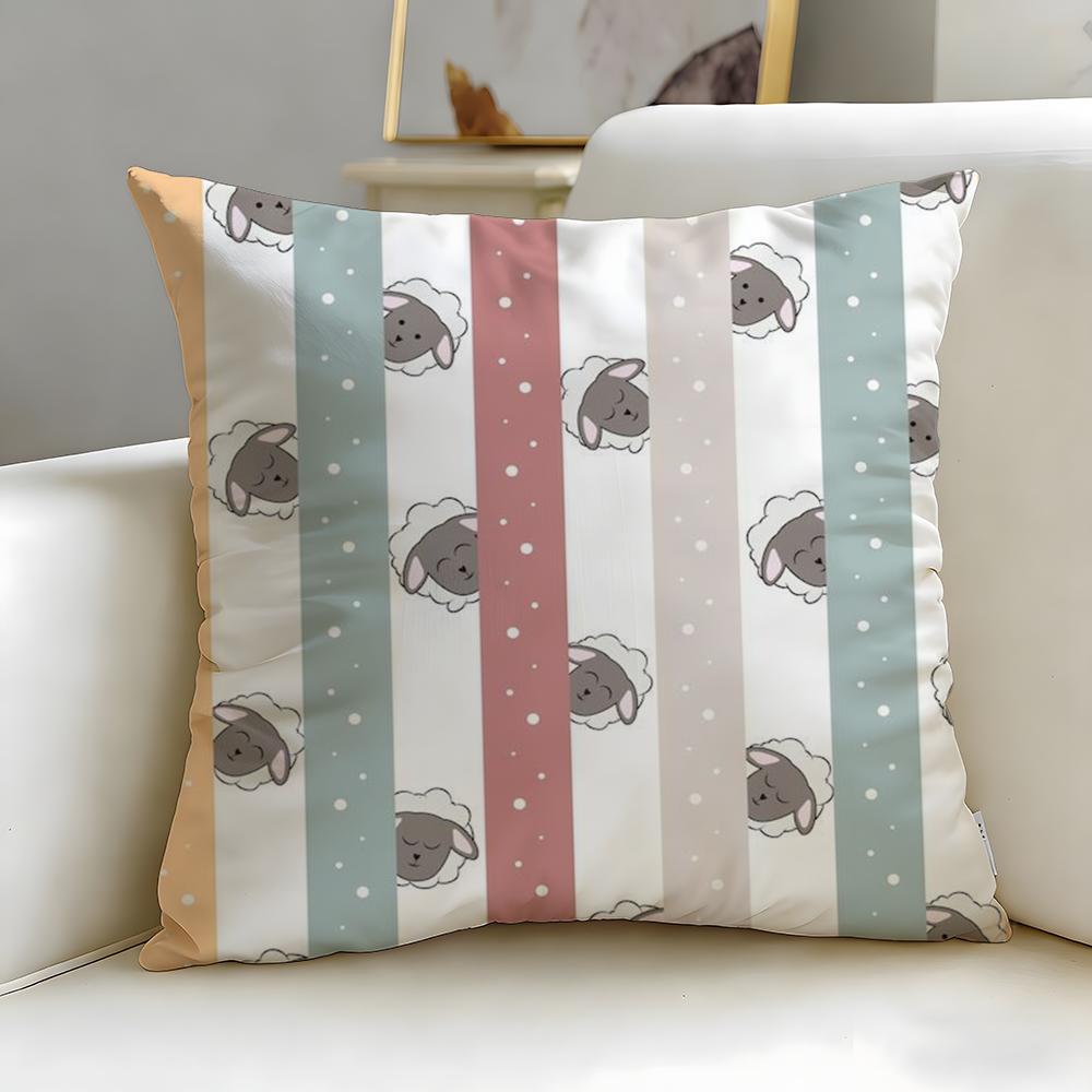 Cute Cartoon Texture Cushion Cover Soft & Easy-Wash Pillow Case – Versatile For Couch, Bed, Travel And Office