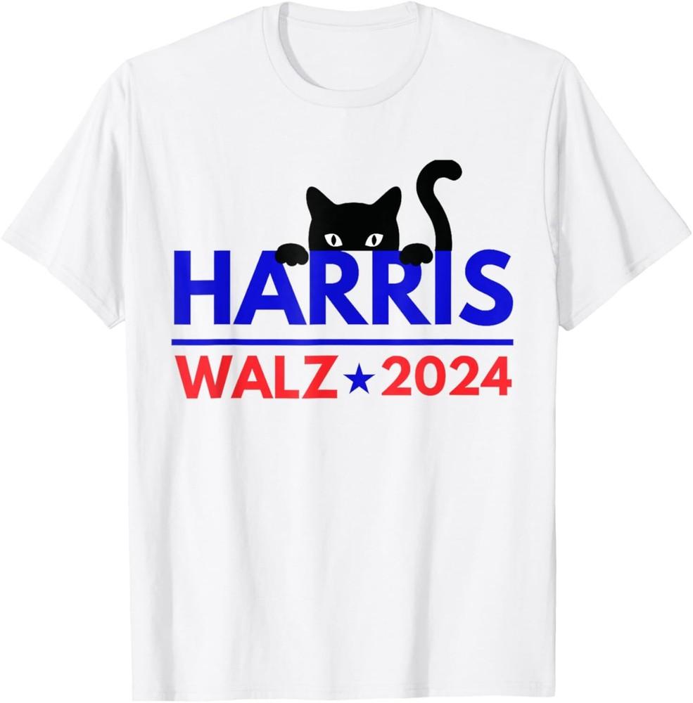 

Harris Walz 2024 Funny Cat Election Kamala Harris Tim Waltz T-Shirt XL