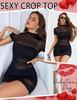 Sexy Hoge Hals Mesh Patchwork Slim Fit Jurk met Taille-Cinchende Geplooide Ontwerp