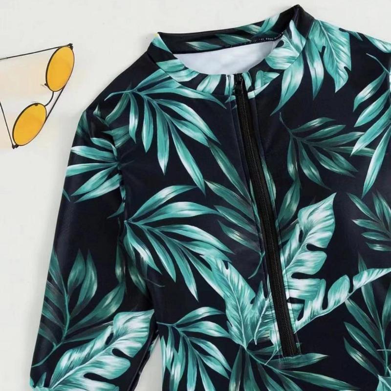 New Swimsuit Women's Conservative Bikini Zipper Long-sleeved Surf Wetsuit One-piece Swimsuit