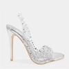 Fashion Champagne Silver Gold Crystal Bride Shoes Clear PVC Bling Bling Rhinestone Slingback Party Sandals Open Toe Sparkly Heels