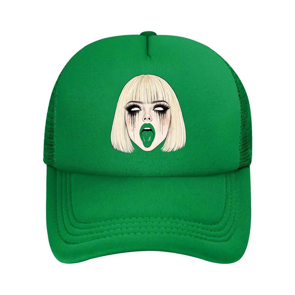 Blonde Pop Art Tongue Out Portrait Mesh Baseball Cap For Womens Unisex FeUnisex Beach Dad Hat Hip Hop