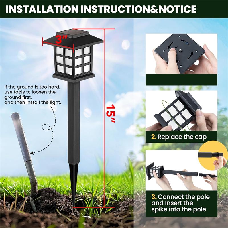Waterproof Solar LED Outdoor Lights, Solar Garden Landscape Lamp for Yard Patio Walkway Driveway, Solar Lawn Decor Lighting