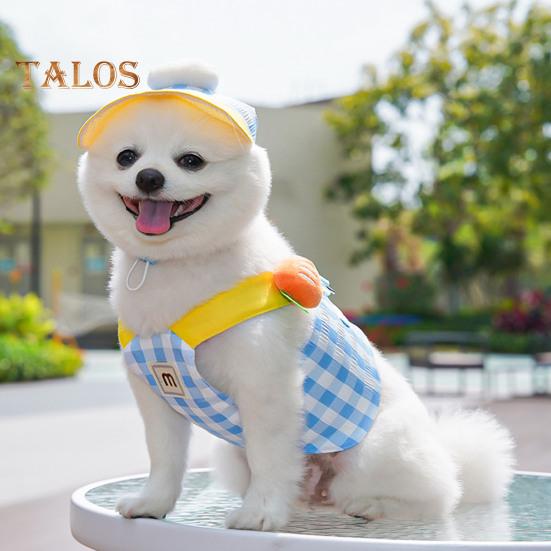 Valp Sommar 3-delars Outfit Set Justerbar Husdjurs Solhatt Sele Och Koppel Set med Tecknad Plyschdekor för Katter Och Små Medelstora Hundar