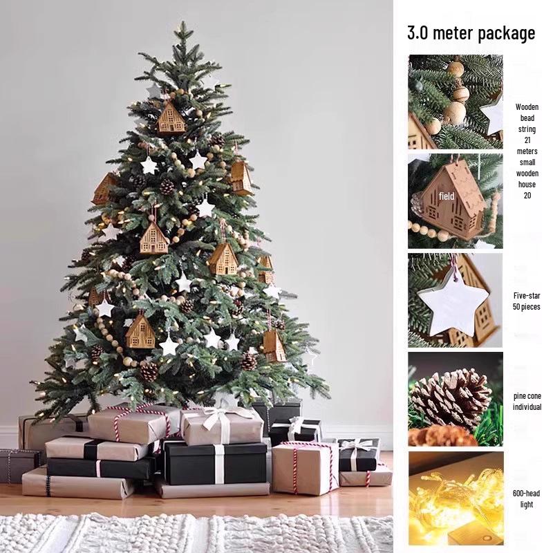 Large Artificial Christmas Tree with Dense PE and Lights - 2025 Children's Decorative Ornaments