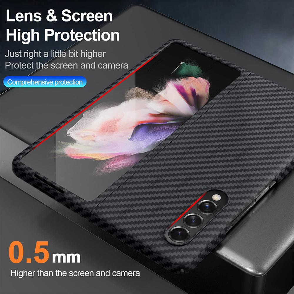 Z Fold 4 Kohlefaser-Hülle für Samsung Galaxy Z Fold 4 3 5g Hülle Ultradünne Aramidfaser-Abdeckung für Samsung Z Fold3 Fold4