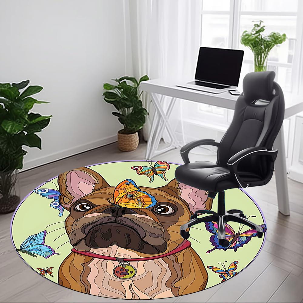 1pc French Bulldog Chair Carpet for Office, Soft Comfortable Mat For Office, Living Room, Bedroom, Machine Washable Carpet Yy251112028