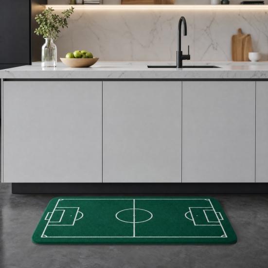 Tappetino da Campo da Calcio, Tappetino da Bagno con Erba Verde, Tappetino Antiscivolo Assorbente Lavabile per Ingresso Camera da Letto Cucina