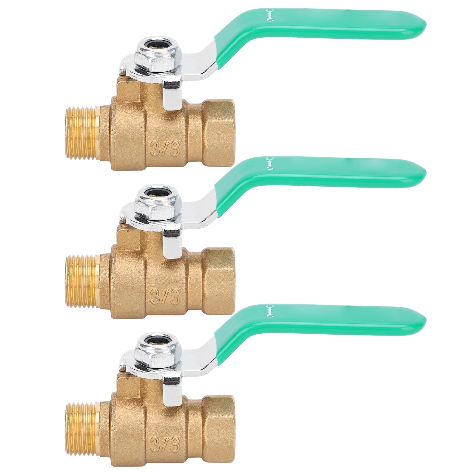 

3Pcs Ball Valve Thickened 38in Male and Female Thread Water Pipe Tube Shut off Durable Brass Switch