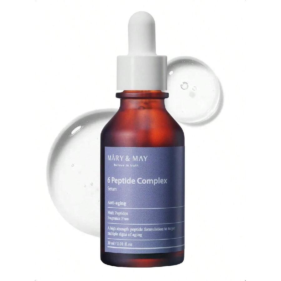 

Mary&May Сыворотка с 6 пептидным комплексом 30 мл - Улучшение морщин с укрепляющим и лифтинг-эффектом - Корейский уход за кожей - Без отдушек Serum 30ml