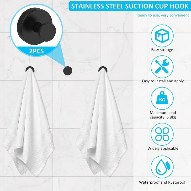 1/2/4PCS Heavy Duty Vacuum Suction Hooks No Drill Seamless Stainless Steel for Entryway Door Coat Hat Key Hanging