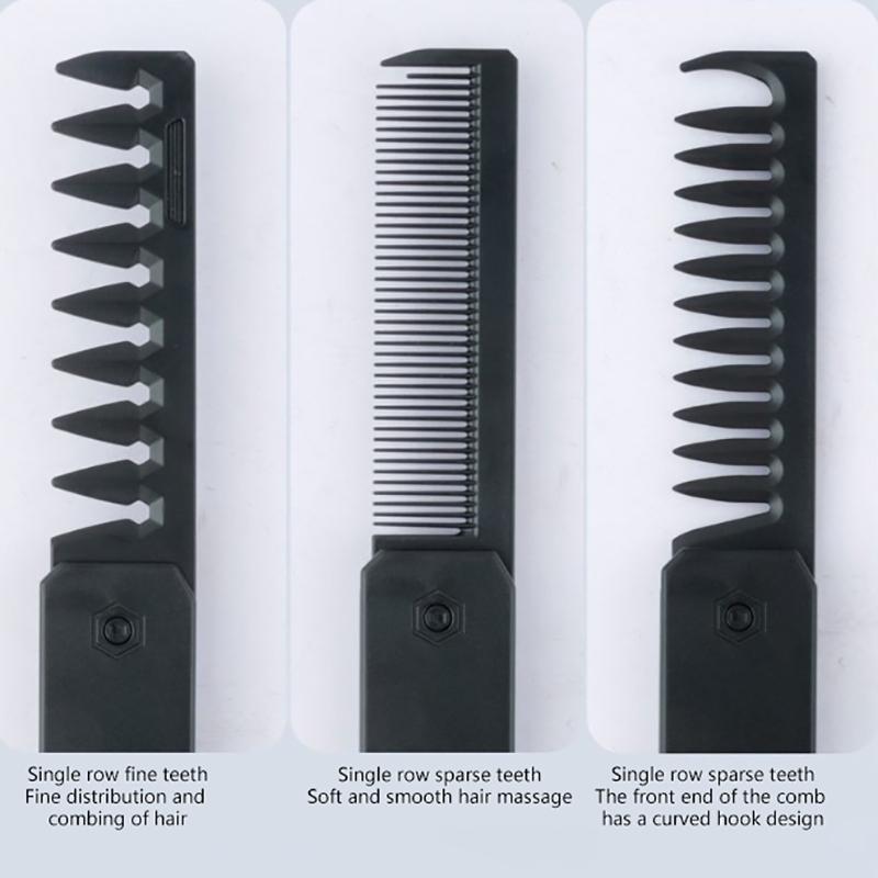 Professional 3 In 1 Pocket Folding Combs Wide Tooth Oil Head Comb Beard Combing Barber Hair Clipper Comb Salon Hair Styling Tool