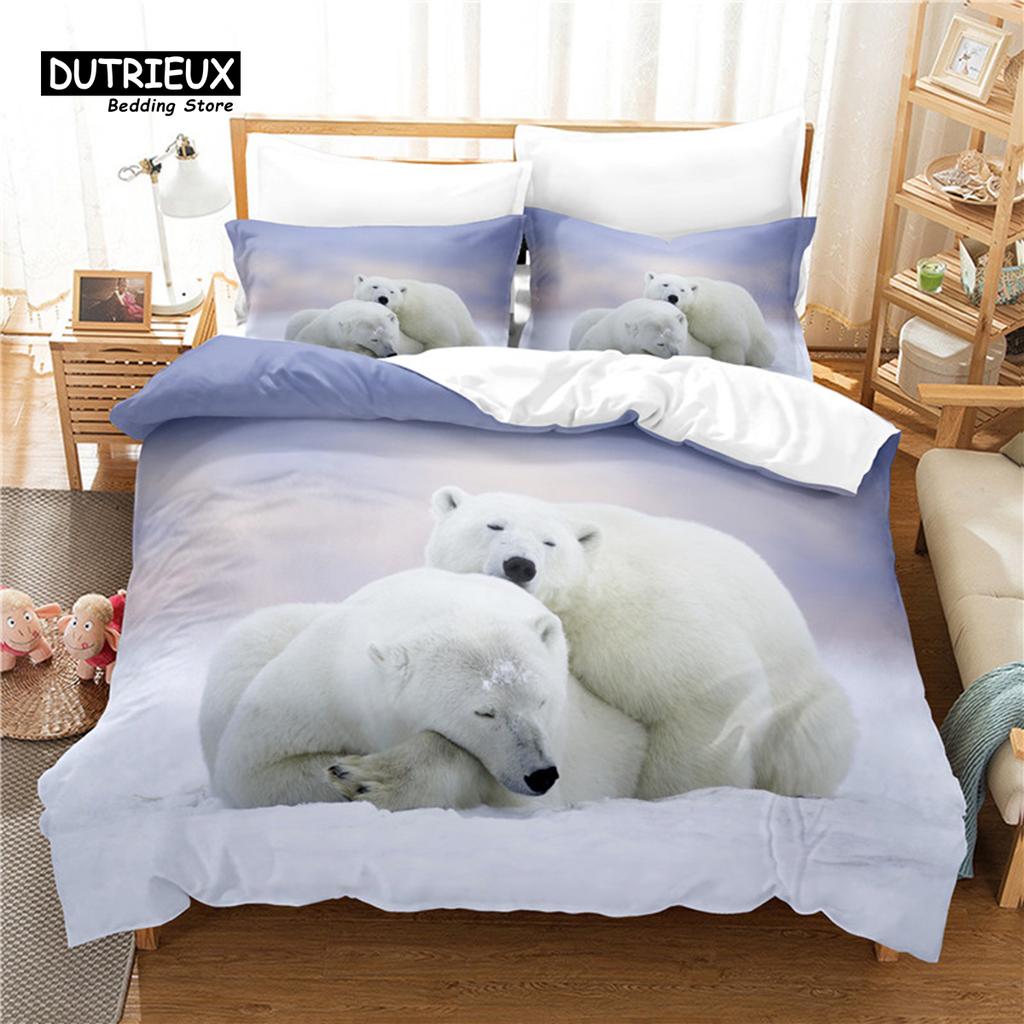 Arctic Animals Duvet Cover Set, Fashion Bedding Set, Soft Comfortable Breathable Duvet Cover, For Bedroom Guest Room Decor