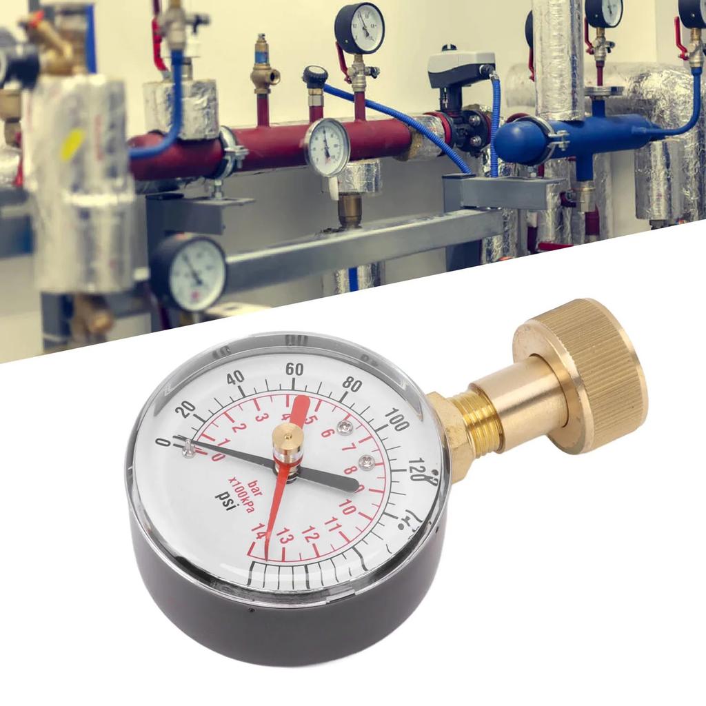 2- 1/2'' Pressure Gauge Water Pressure Gauge 3/4'' Female Hose Thread 0-200 PSI 0-14bar with Red Pointer High Precision