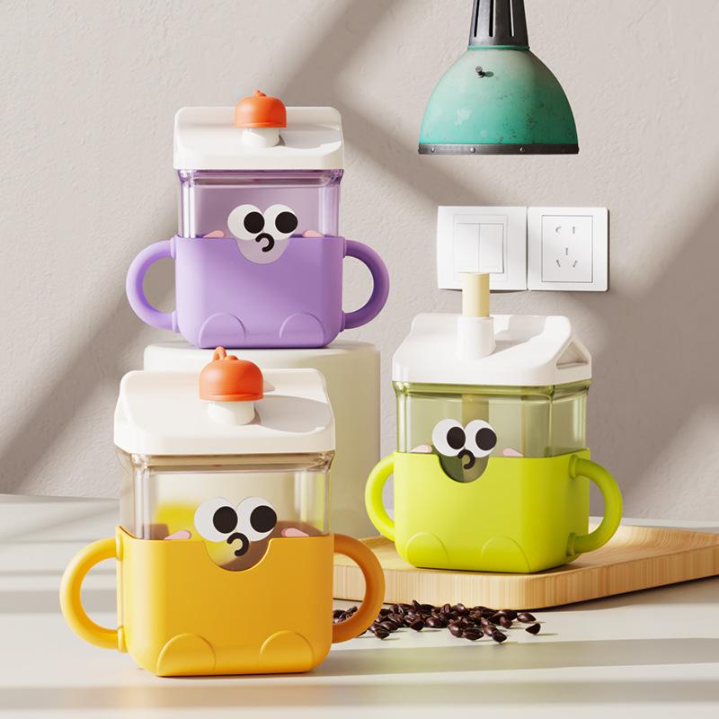 Learn to drink cup baby special suction cup children 1-3 years old milk cup with handle leak-proof drop-proof baby cup wholesale(Forest Green)