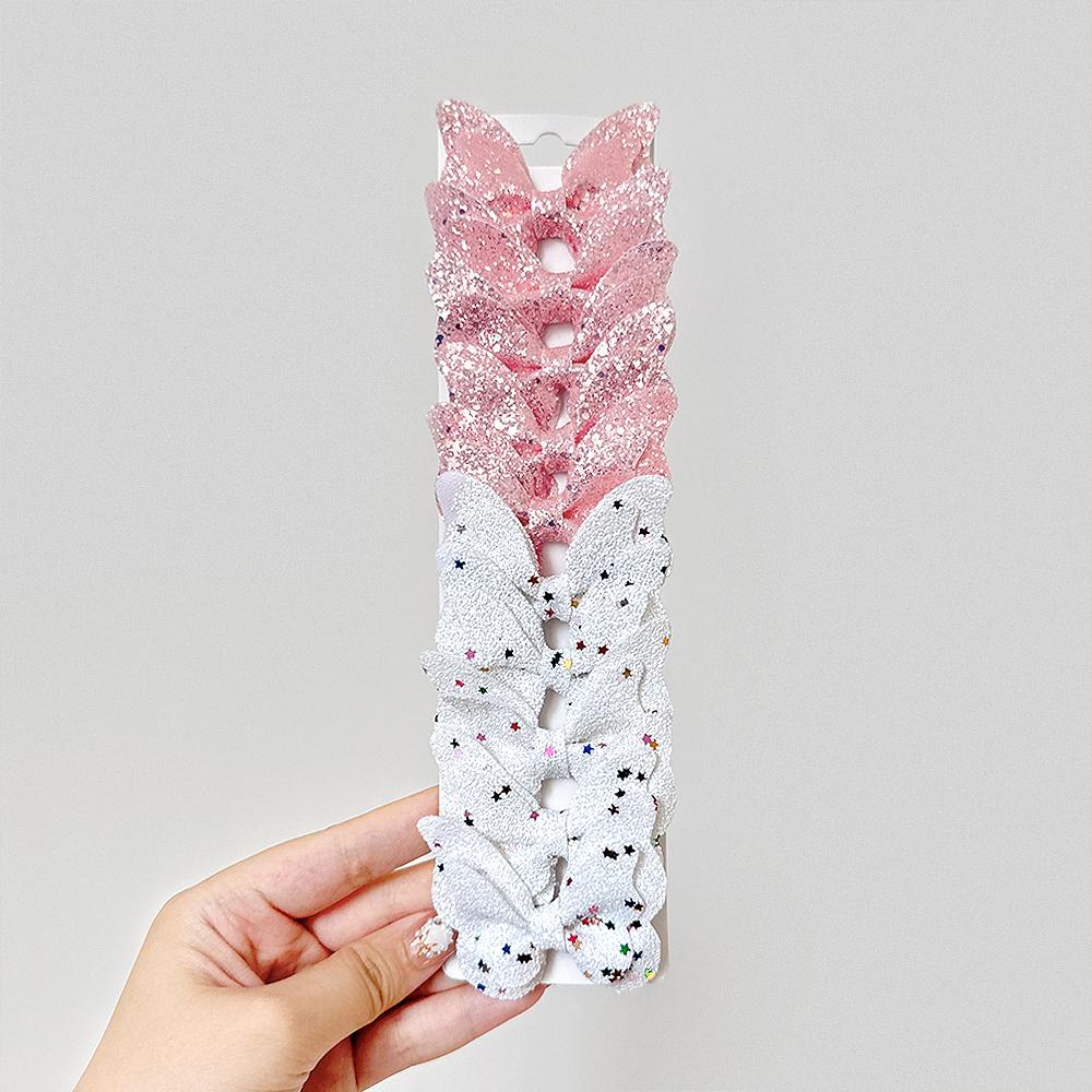 BABY BOWS Gradient Color Butterfly Bows Hair Clips for Women Girls Leather Hairpins Barrettes Headwear 10Pcs/set Gift Hairgripes