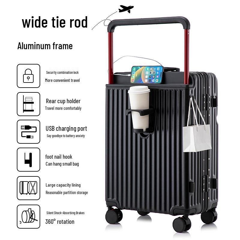 2025 Wide Drawbar Front-Opening 20-inch Suitcase & 26-inch Customizable Universal Wheel Trolley