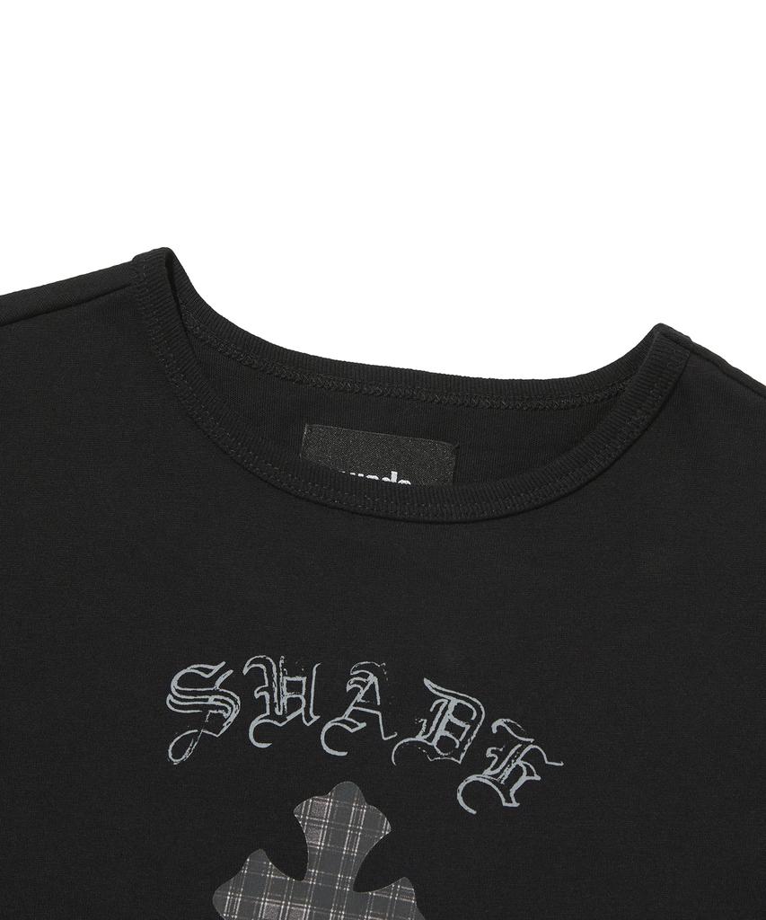 Seuweideu Checkered Cross Crop Tee [Black]