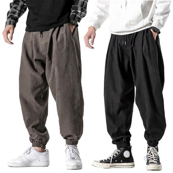Mid-Rise Elastic Waistband Drawstring Pockets Solid Color Men Bloomers Spring Autumn Thin Style Hip Hop Trousers Streetwear