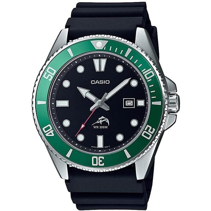 Casio MDV-106B-1A3V Diver Watch, Green Bezel, Men s