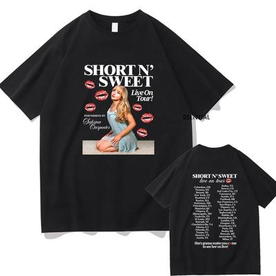 Sabrina Carpenter Κοντό και γλυκό άλμπουμ Casual Ανδρικό T-shirt από 100% Βαμβάκι Ανδρικά ρούχα Harajuku Vintage ουδέτερο βαμβακερό σχέδιο