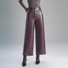 2025 Women's High-Waisted Fleece-Lined Lambskin Leather Pants - Slimming Loose Fit Straight-Leg, Ideal for Autumn and Winter