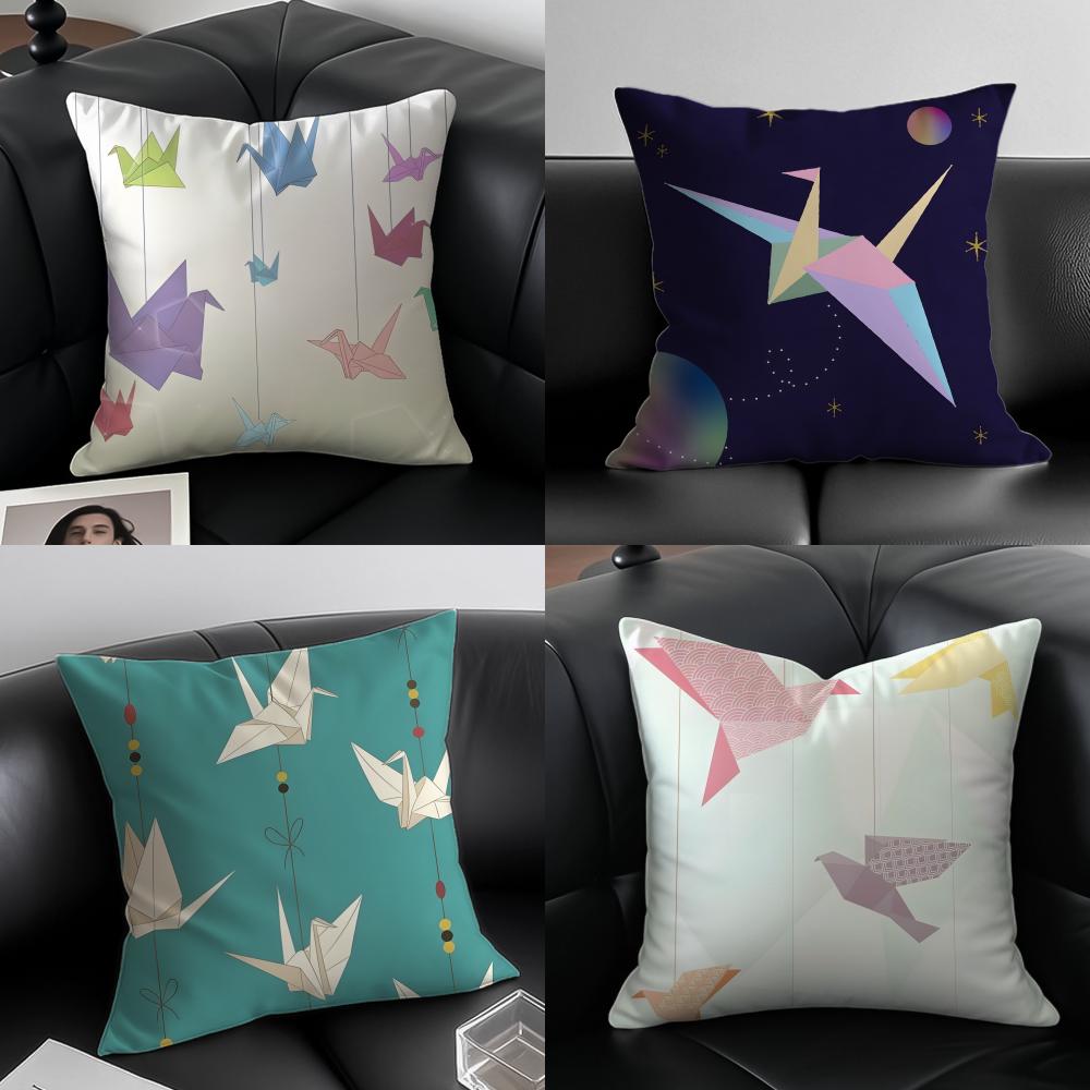 Warm Paper Cranes Cushion Cover Pillow Case Antidustmite Invisible Zipper Silky Plush Cushion