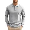 Men's Spring and Autumn Lapel Solid Color Casual Base American Retro Heavy Shoulder Long Sleeve Polo POLO Shirt Men's